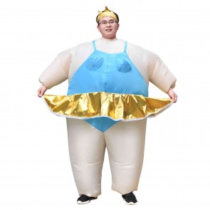 Ballerina Inflatable Costume Tiara Crown Halloween Christmas Costume for Adult Blue