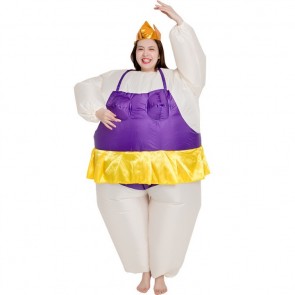 Ballerina Inflatable Costume Tiara Crown Halloween Christmas Costume for Adult Light Purple