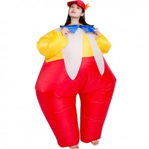 Clown with Tie Inflatable Costume Halloween Christmas Jumpsuit for Adult