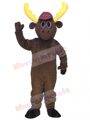 Dark Brown Hunter Moose with Hat Mascot Costumes
