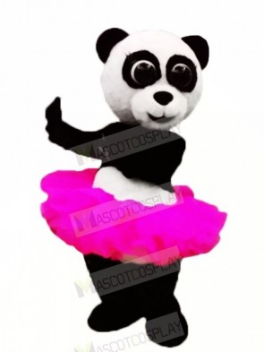 Pink Skirt Ballet Panda Mascot Costume Animal