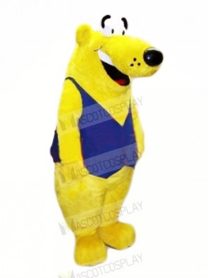 Yellow Bear with Blue Vest Mascot Costumes Animal