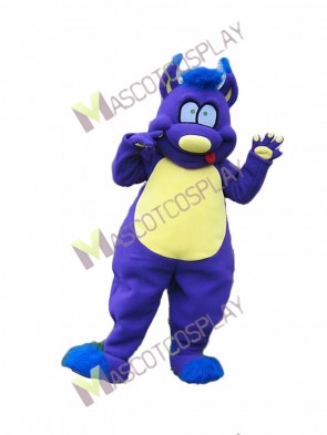 Purple Monster with Yellow Belly Mascot Costume