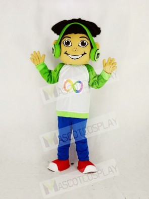 Musical Freckles Boy Mascot Costume Cartoon