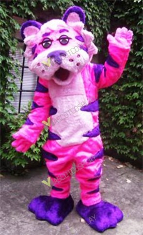 Pink and Purple Tiger Mascot Costume