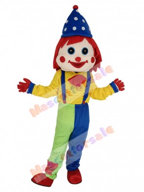 Funny Clown with Blue Hat Mascot Costume People