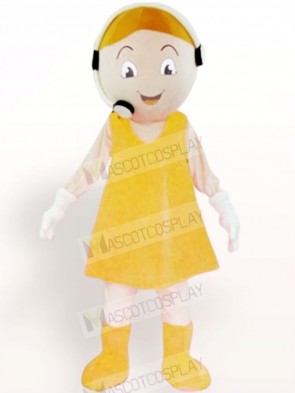 Customer Service Representative Plush Adult in Yellow Dress Mascot Costume