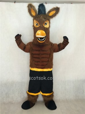 Black Jack Brown Mule Mascot Character Costume Fancy Dress Outfit