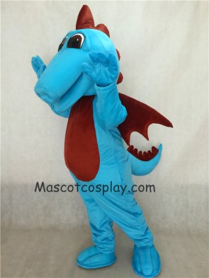 Turquoise Dragon Mascot Costume with Brown Wings
