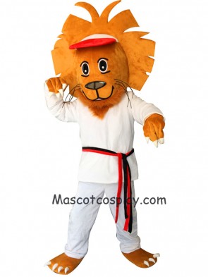 White Happy Lion Plush Adult Mascot Costume