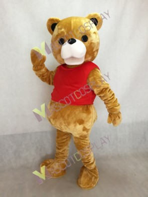 Ted Mascot Costume Teddy Bear Mascot Costume in Red Vest
