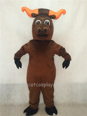 Brown Longhorn Ox Cattle Mascot Costume