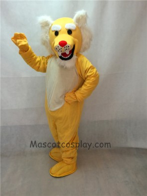 Realistic Muscle Yellow Wildcat Mascot Costume 