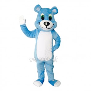 New White Belly Blue Bear Mascot Costume