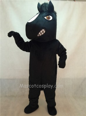 Energetic Adult Black Stallion Horse Mascot Costume