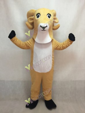 High Quality White Ram Mascot Costume with Yellow Belly