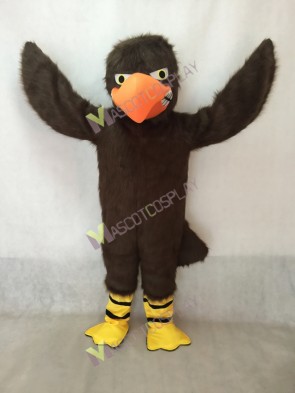 Brown Fierce Falcon Mascot Costume with Orange Beak