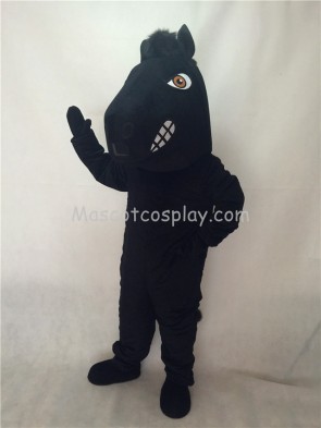 Cute New Fierce Black Stallion Horse Mascot Costume