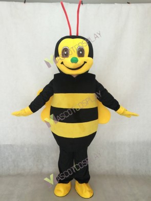 Black and Yellow Honey Bee with Green Nose and Red Antennae Mascot Costume