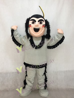 Brave Indian in Grey Mascot Costume