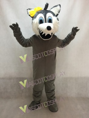 Big Bad Gray Female Wolf Mascot Costume