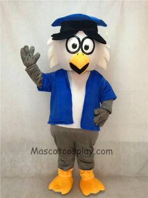 Dr. Owl Mascot Adult Costume with Blue Coat and Hat