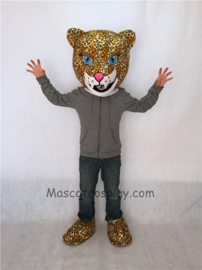 Fierce Jaguar Mascot Costume Head Only with Blue Eyes 