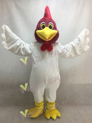 White Proud Rooster Mascot Costume