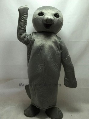 Cute Gray Manatee Mascot Costume