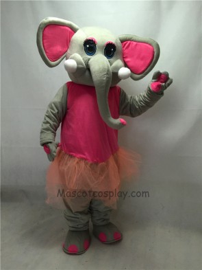 Cute New Pink Skirt Ballerina Elephant Mascot Costume