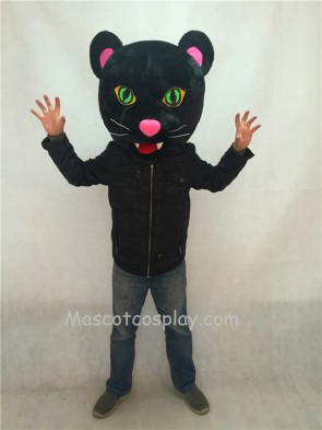 New Black Panther Mascot Costume HEAD ONLY with Green Eyes