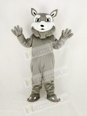 Power Gray Husky Dog Mascot Costume Cartoon