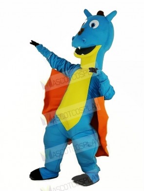 Blue Dragon with Orange Wings Mascot Costume Animal