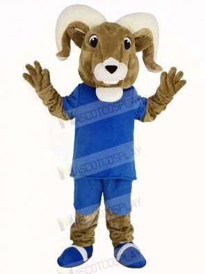Sport Ram with Blue T-shirt Mascot Costume Adult
