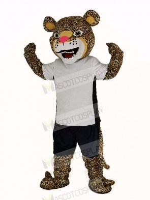 Strong Jaguar with T-shirt Mascot Costume Animal