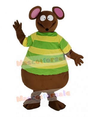 Brown Mouse with Green T-shirt Mascot Costume