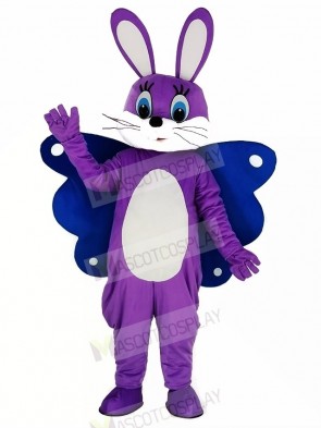 Butterfly Easter Purple Bunny Mascot Costume Cartoon	
