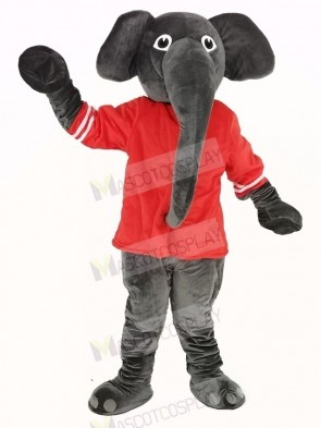 Grey Elephant with Red T-shirt Mascot Costume
