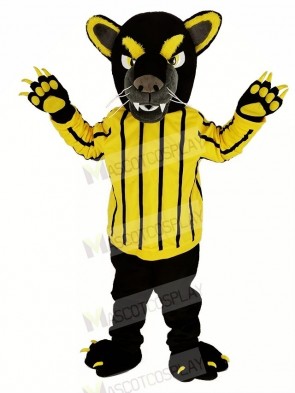 Black Panther in Yellow Striped Clothes Mascot Costume Animal