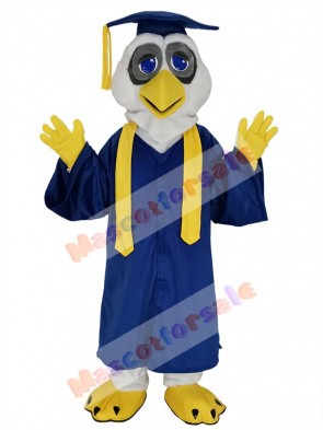 Professor Owl Mascot Costume Animal in Royal Blue Bachelor Gown