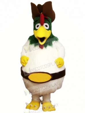 White Furry Rooster Mascot Costumes Cartoon