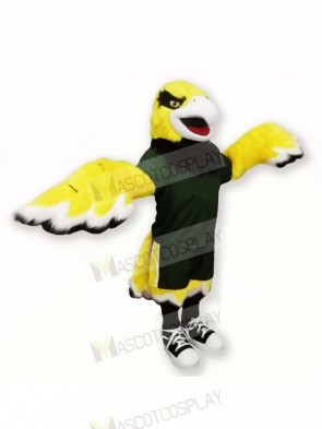 Yellow Hawk with Black Suit Mascot Costumes Cartoon