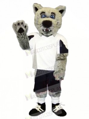 Grey Coyote Wolf with White T-shirt Mascot Costumes Cartoon	