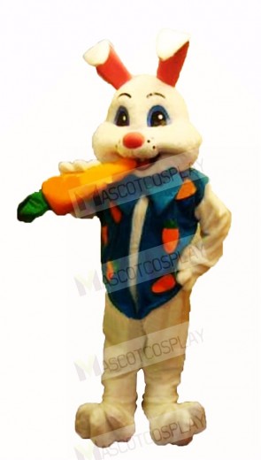 Easter Bunny Rabbit with Carrot Mascot Costume Cartoon