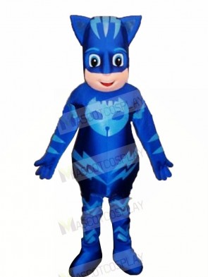 Heroe Boy with Blue Masks Mascot Costume Cartoon