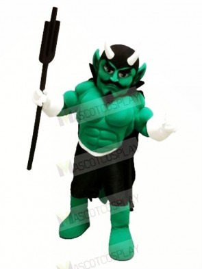 Green Muscle Devil Mascot Costume Cartoon