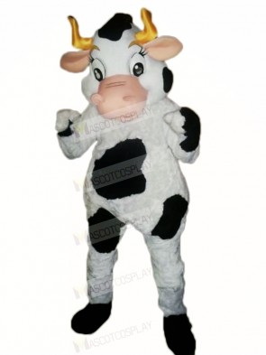 Cow with Golden Horns Mascot Costume Cartoon	