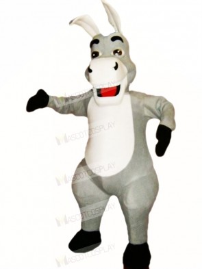 Cute Grey Donkey Mascot Costume Cartoon