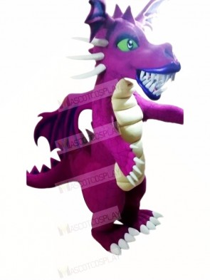 Fierce Purple Dragon Mascot Costume Cartoon