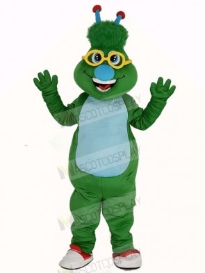 Green Alien Monster with Blue Nose Mascot Costume